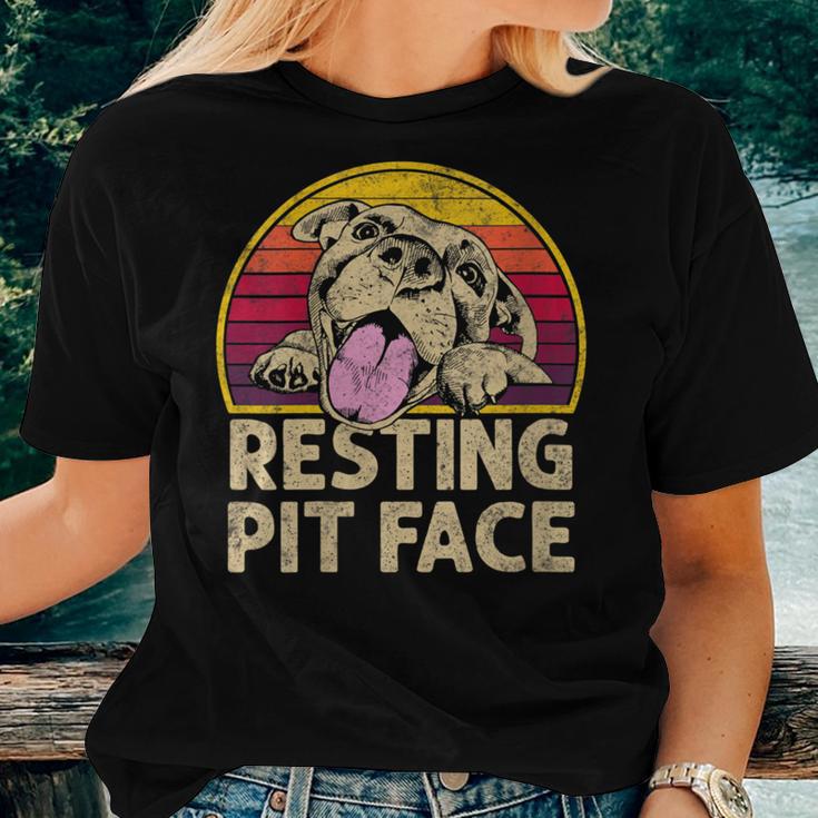 Dog Pitbull Resting Pit Face For Pitbull Lovers Women T-shirt Gifts for Her