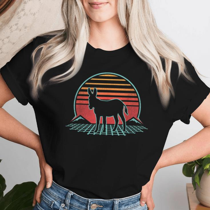 Donkey Retro Vintage 80S Style Animal Lover Women T-shirt Gifts for Her
