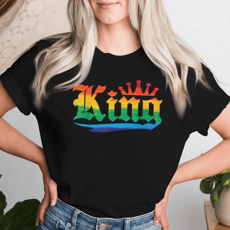 Drag King With Crown Rainbow Gay Pride Women T-shirt Gifts for Her