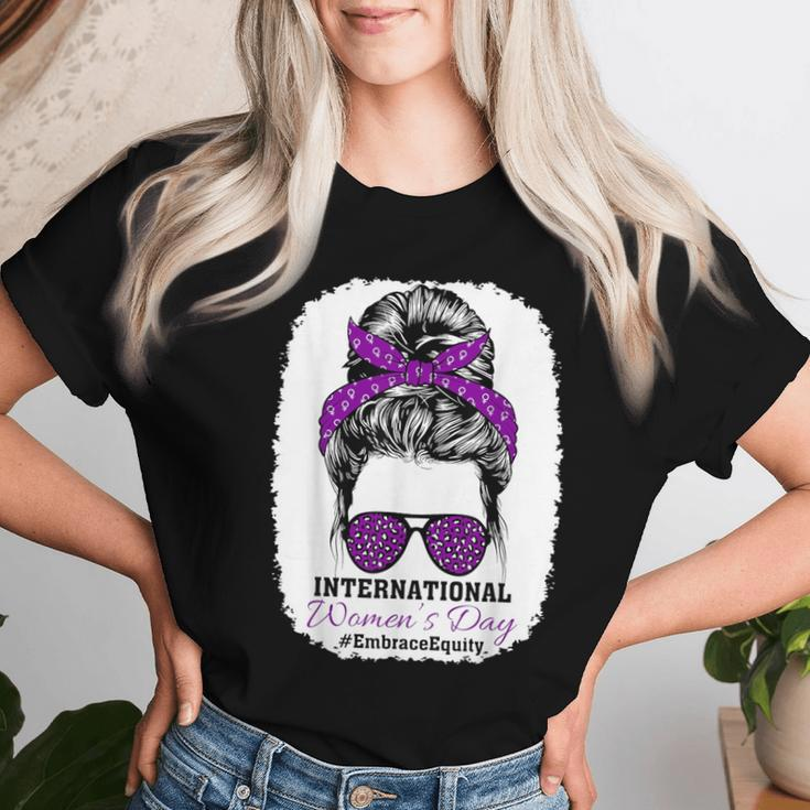 Embrace Equity International Day 2024 Messy Bun Women T-shirt Gifts for Her
