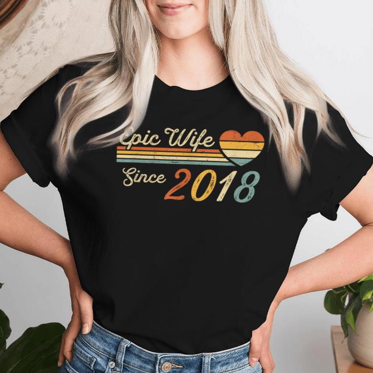 Epic Wife Since 2018 Vintage Wedding Anniversary Women T-shirt Gifts for Her