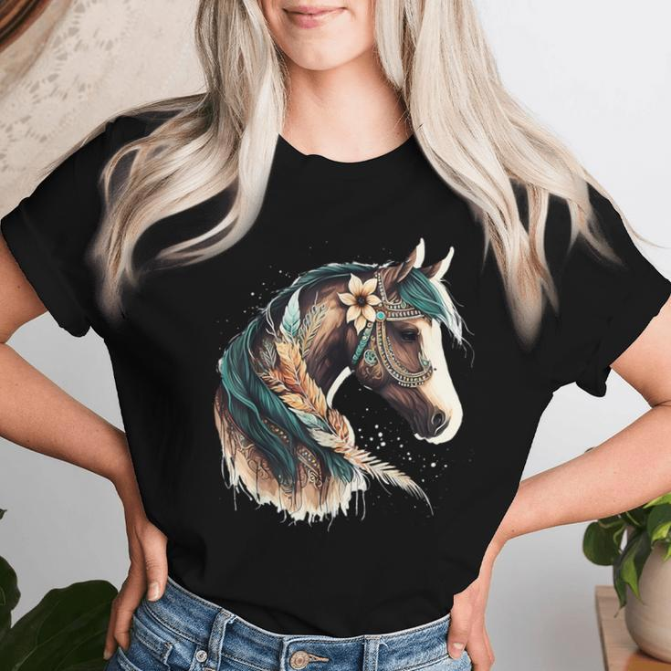 Equestrian Horse Portrait Western Horseback Riding For Girls Women T-shirt Gifts for Her