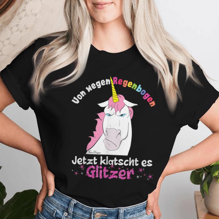 Evil Unicorn Clatscht Glitter Rainbow Fun T-shirt Frauen Geschenke für Sie