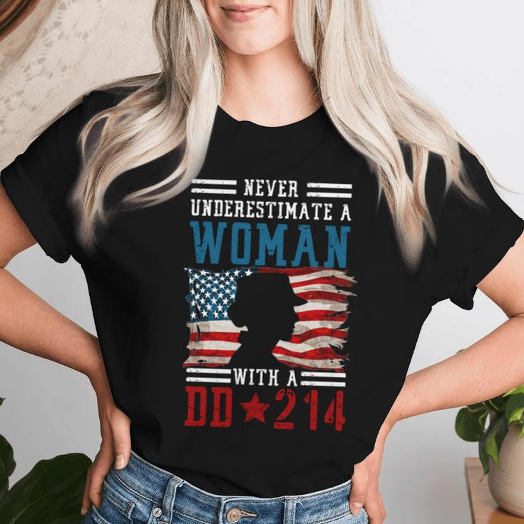 Female Veteran Never Underestimate A Woman With A Dd-214 Women T-shirt Gifts for Her
