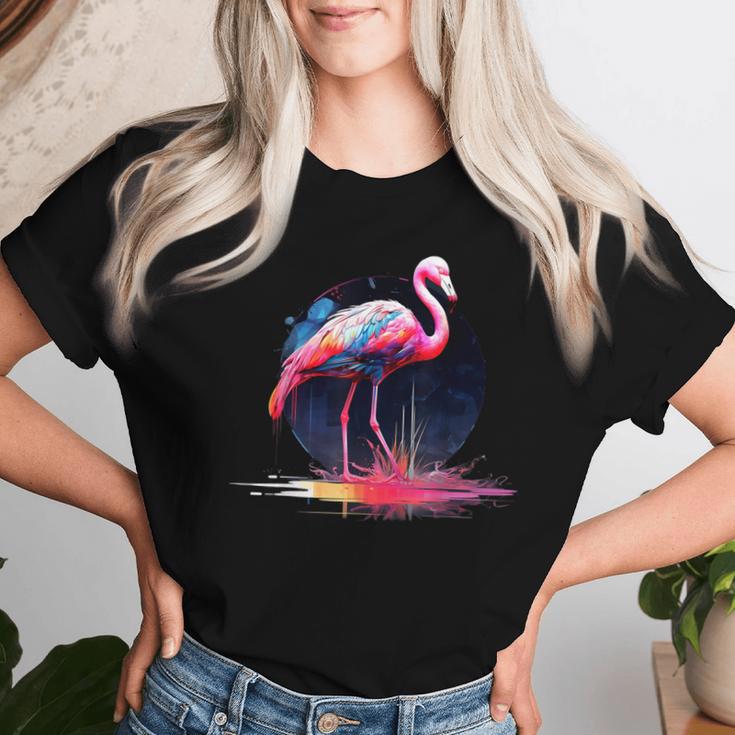 Flamingo Kunstwerk Tierliebhaber Kunst Tier Flamingo T-shirt Frauen Geschenke für Sie