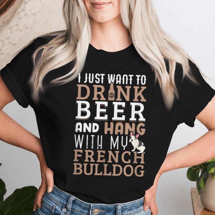 French Bulldog Dad Frenchie Dog & Beer T-shirt Frauen Geschenke für Sie