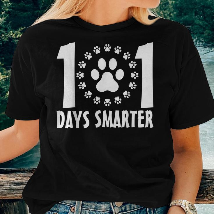 101 Days Smarter Teacher Dogs Days Of School Student Women T-shirt Gifts for Her