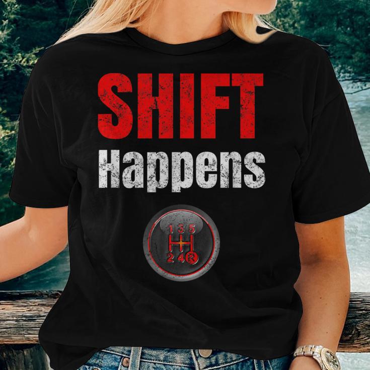 Car Guy Shift Happens Manual Transmission Vintage Women T-shirt Gifts for Her