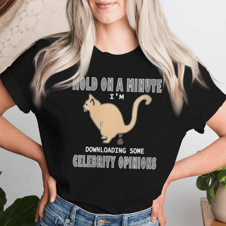 Celebrity Opinions Cat Pooping Anti Hollywood Humor Women T-shirt Gifts for Her