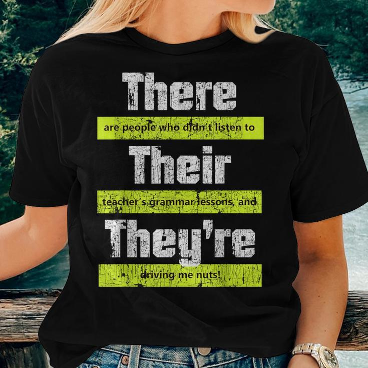 English Teacher Grammar There Their They're Women T-shirt Gifts for Her