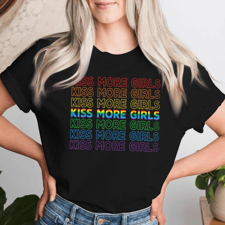 Gay Lesbian Pride Lgbt Lovers Feminist Kiss More Girls Women T-shirt Gifts for Her