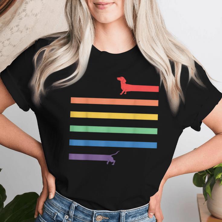 Lgbt Gay Pride Dachshund Rainbow Flag Dog S T-shirt Frauen Geschenke für Sie