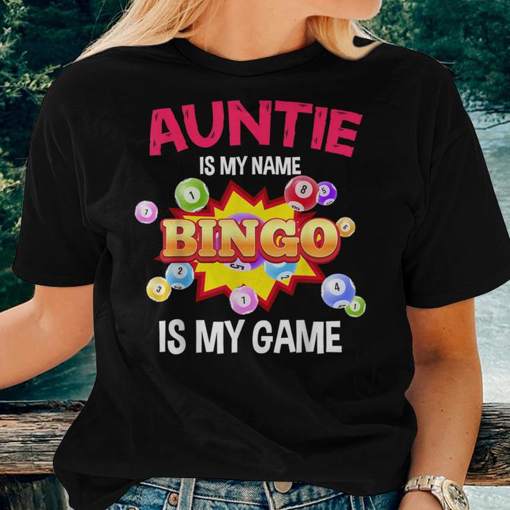 Player Auntie Is My Name Bingo Is My Game Cute Family Women T-shirt Gifts for Her