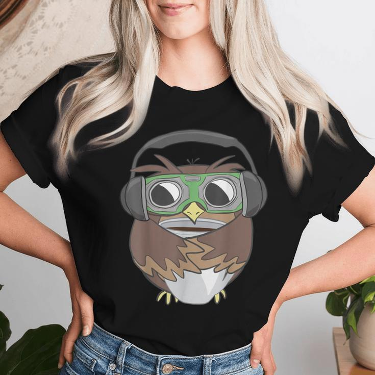 Sarcastic Coffee & Owl Lovers Cute Vintage Gamer Women T-shirt Gifts for Her