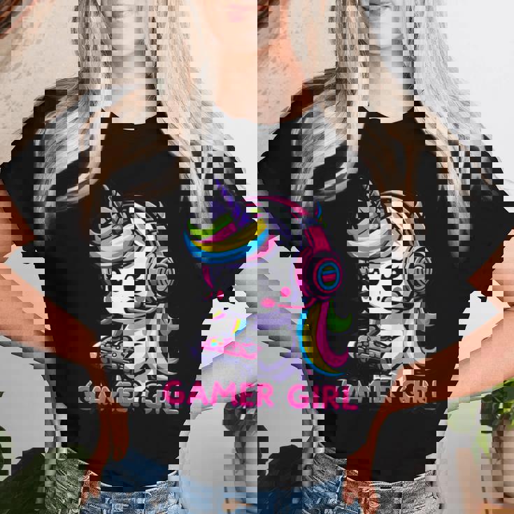 Gamer Girl Lindo Unicornioideojuegos Juegos Es Adolescentes Chicas Camiseta de mujer Regalos para ella