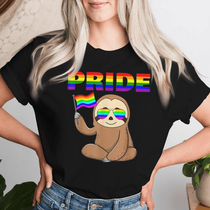 Gay Pride Sloth Rainbow Flag Ally Lgbt Transgender Women T-shirt Gifts for Her