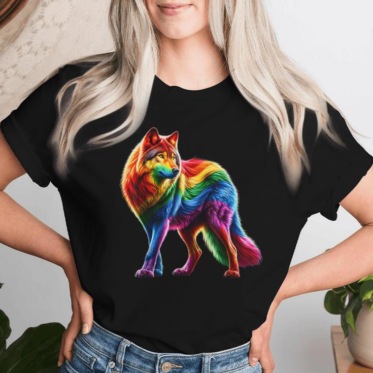 Gay Wolf Pride Lgbtq Rainbow Women T-shirt Gifts for Her