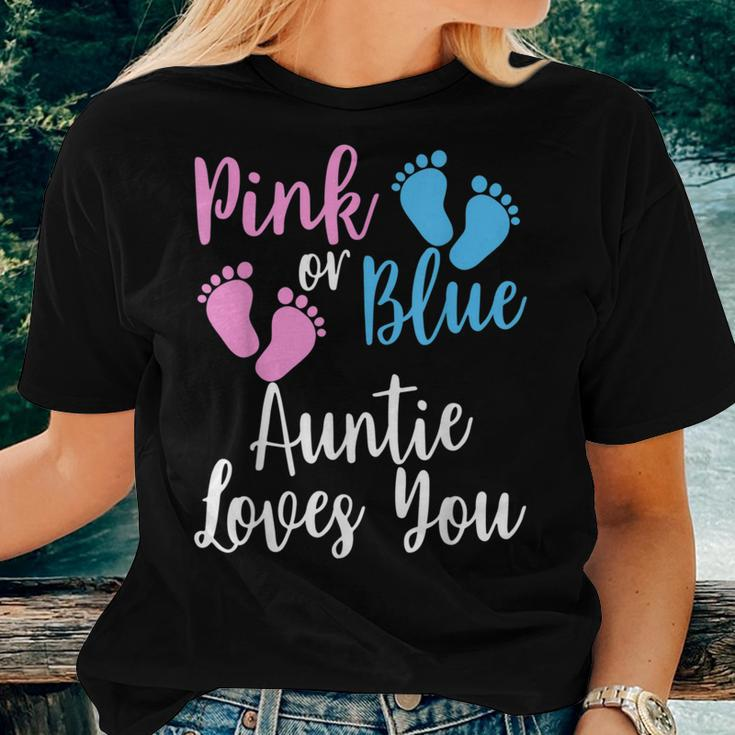 Gender Reveal Aunt Pink Or Blue Auntie Loves You Women T-shirt Gifts for Her
