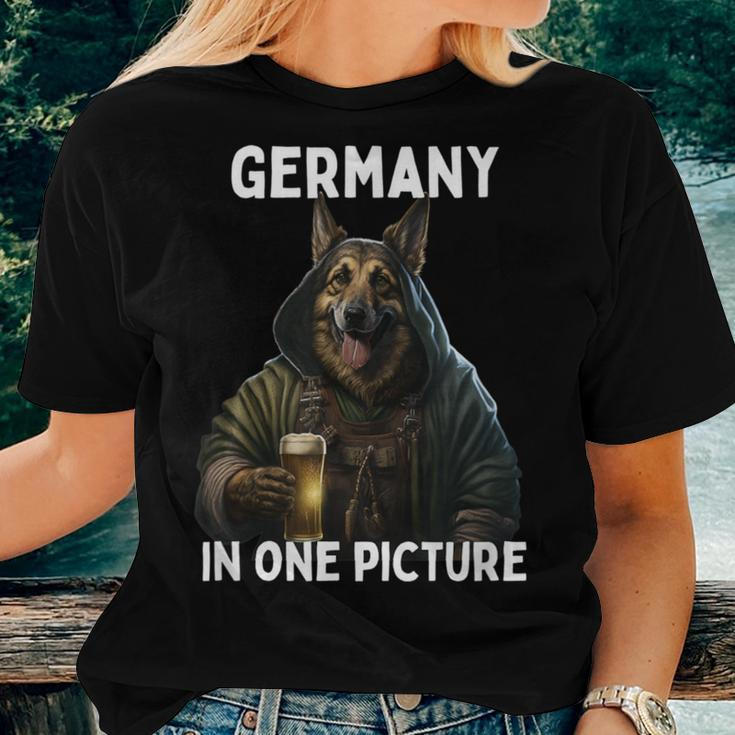 Germany In One Picture German Shepherd Drinking Beer Women T-shirt Gifts for Her