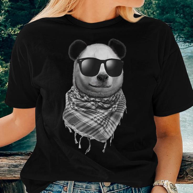 Giant Panda Wear Fishnet Pattern Keffiyeh Sunglass Women T-shirt Gifts for Her