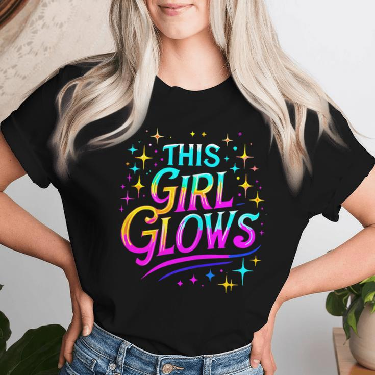 This Girl Glows 80S And 90S Party Women T-shirt Gifts for Her