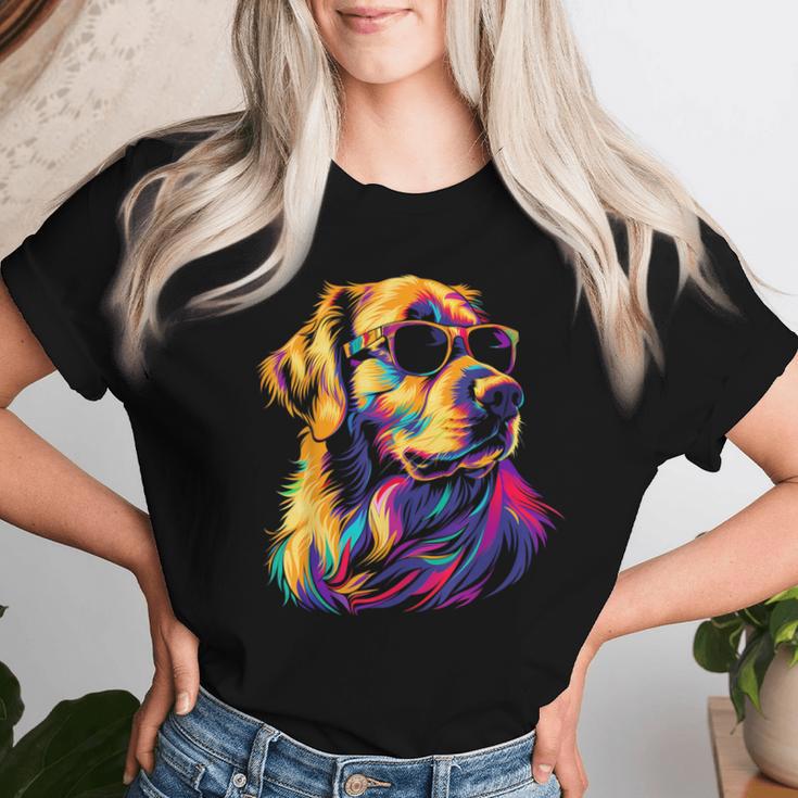 Golden Retriever Sonnenbrille Lustig Hund Mama Papa T-shirt Frauen Geschenke für Sie