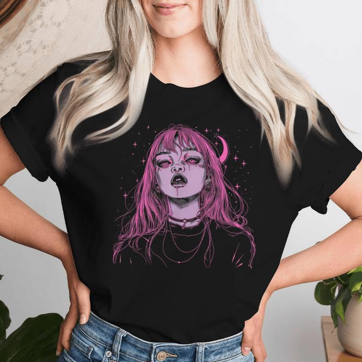 Goth Grunge Demon Anime Girl Waifu Horror Alt Pink Aesthetic Women T-shirt Gifts for Her