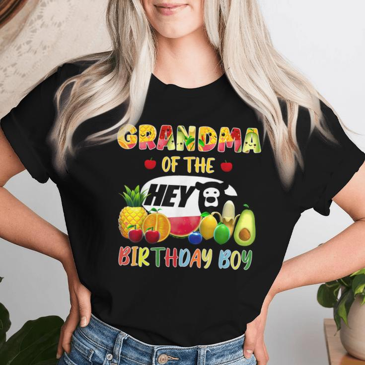 Grandma Of The Birthday Boy Family Fruit Hey Bear Birthday Women T-shirt Gifts for Her