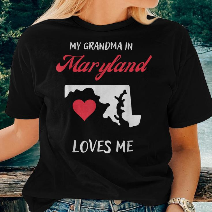 My Grandma In Maryland Loves Me Cute Grandkid Graphic Women T-shirt Gifts for Her