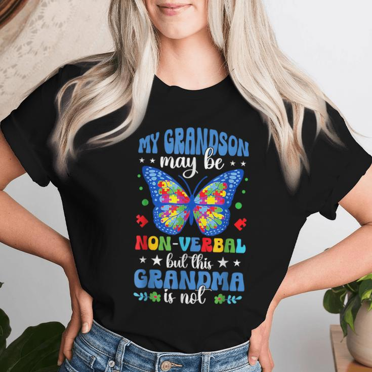 My Grandson Proud Autism Grandma Autism Warrior Grandma Women T-shirt Gifts for Her