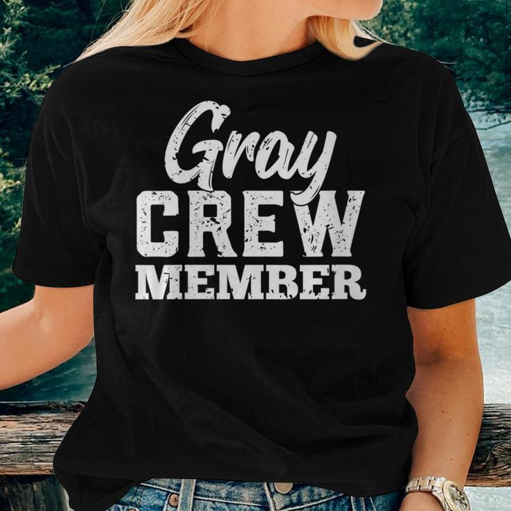Gray Crew Member Matching Family Name Women T-shirt Gifts for Her