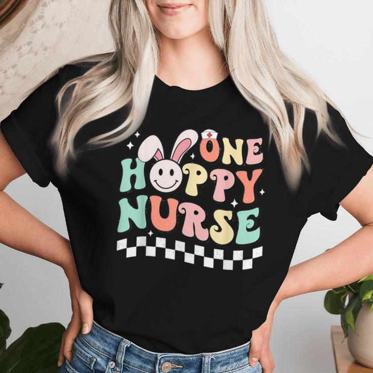 Groovy One Hoppy Nurse Bunny Spring Easter Nursing Rn Nicu Women T-shirt Gifts for Her