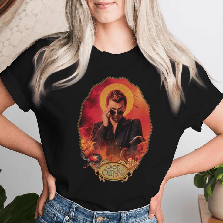 Gute Omens Crowley Portrait T-shirt Frauen Geschenke für Sie