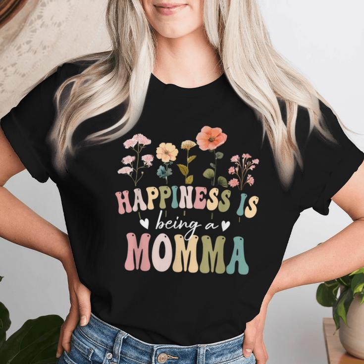 Happiness Is Being A Momma Floral Momma Mother's Day Women T-shirt Gifts for Her