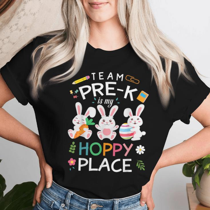 Happy Easter Teacher Student Team Pre-K Is My Hoppy Place Women T-shirt Gifts for Her