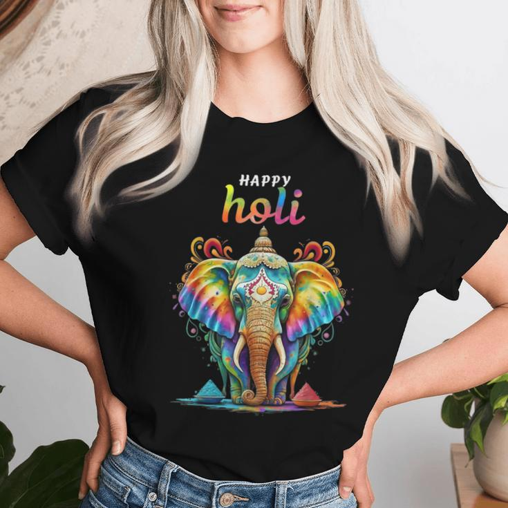 Happy Holi Festival India Hindu Colors Spring Woman Elephant Women T-shirt Gifts for Her