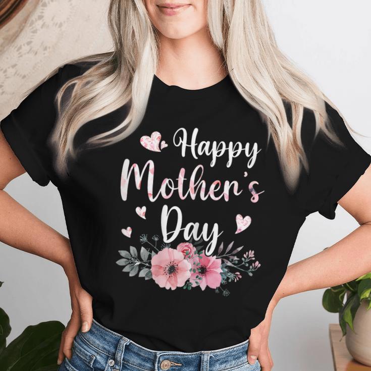 Happy Mother's Day With Floral Mom Mommy Grandma Womens Women T-shirt Gifts for Her