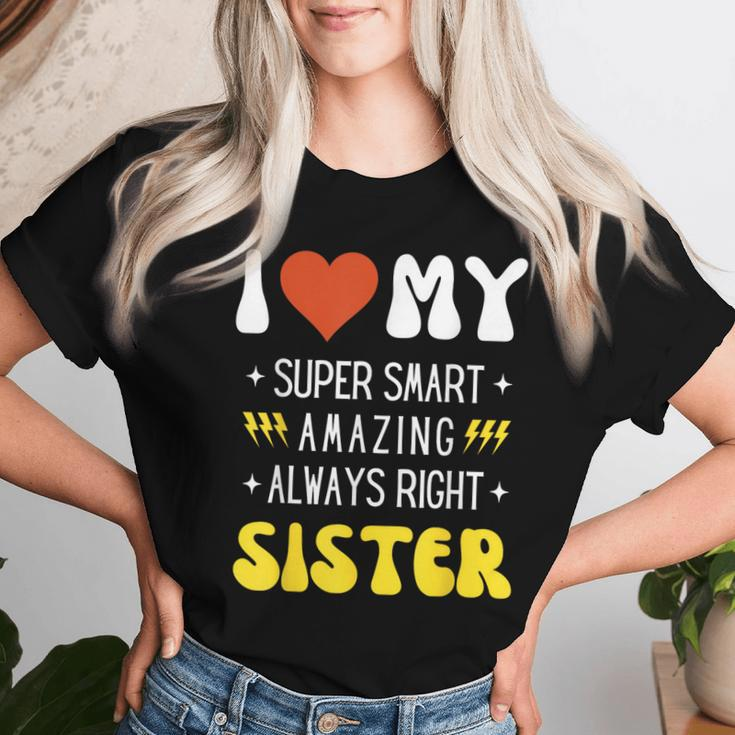 I Heart Love My Sister Family Matching Retro Women T-shirt Gifts for Her