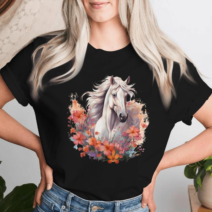 Horse Flowers Horses Lover Graphic For Boys Girls Women T-shirt Gifts for Her