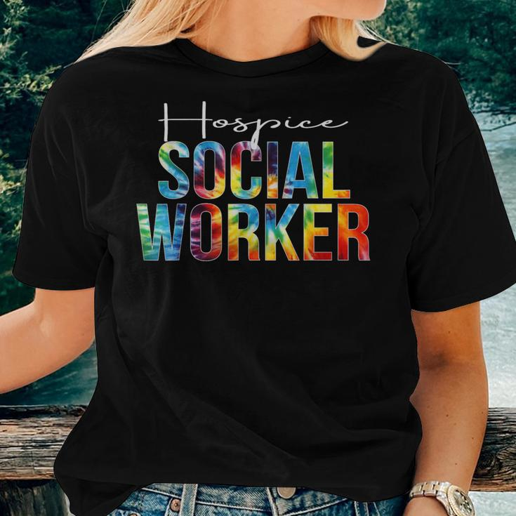 Hospice Social Worker Appreciation Day Tie Dye Work Women T-shirt Gifts for Her