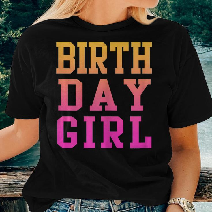 Hot Pink Orange Ombre Birthday Girl Ladies Women T-shirt Gifts for Her