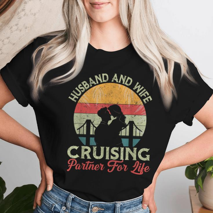 Husband And Wife Cruising Partners For Life Couple Cruise Women T-shirt Gifts for Her
