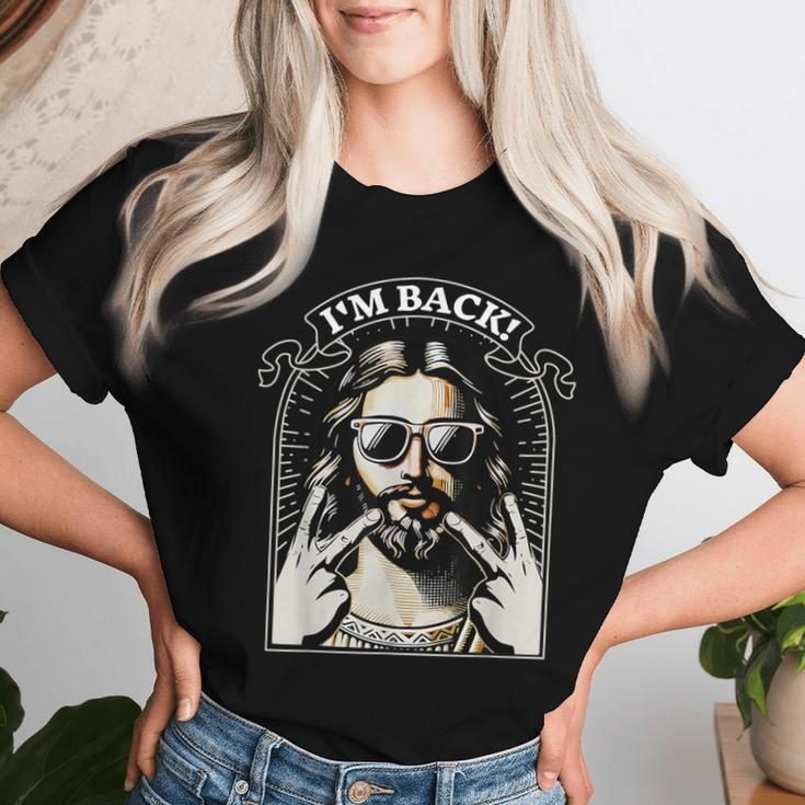 I'm Back Happy Easter Jesus Sunglasses Christian Good Friday Women T-shirt Gifts for Her