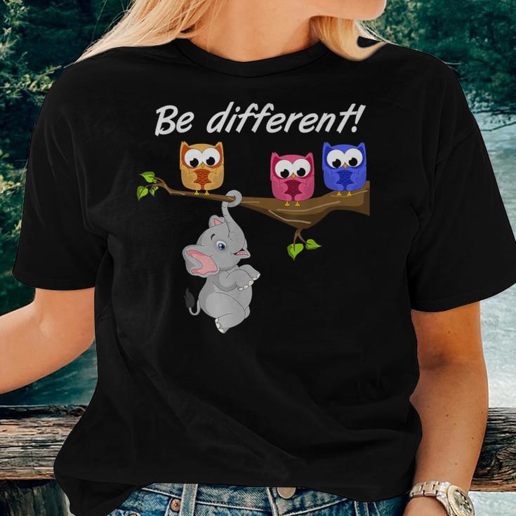 I'm Different Stay Different Slogan Owl Elephant Women T-shirt Gifts for Her