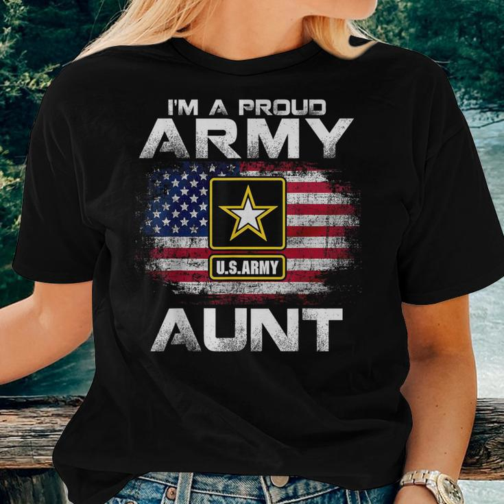 I'm A Proud Army Aunt With American Flag For Veteran Women T-shirt Gifts for Her