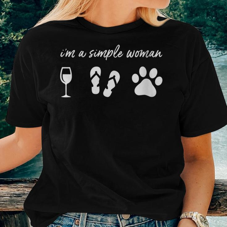 I'm A Simple Woman Wine Flip Flops Dog Paw Cute Women T-shirt Gifts for Her