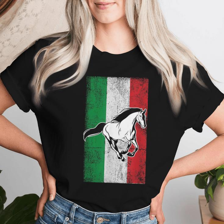 Italian Flag Patriotic Horse Horseback Riding Equestrian Women T-shirt Gifts for Her