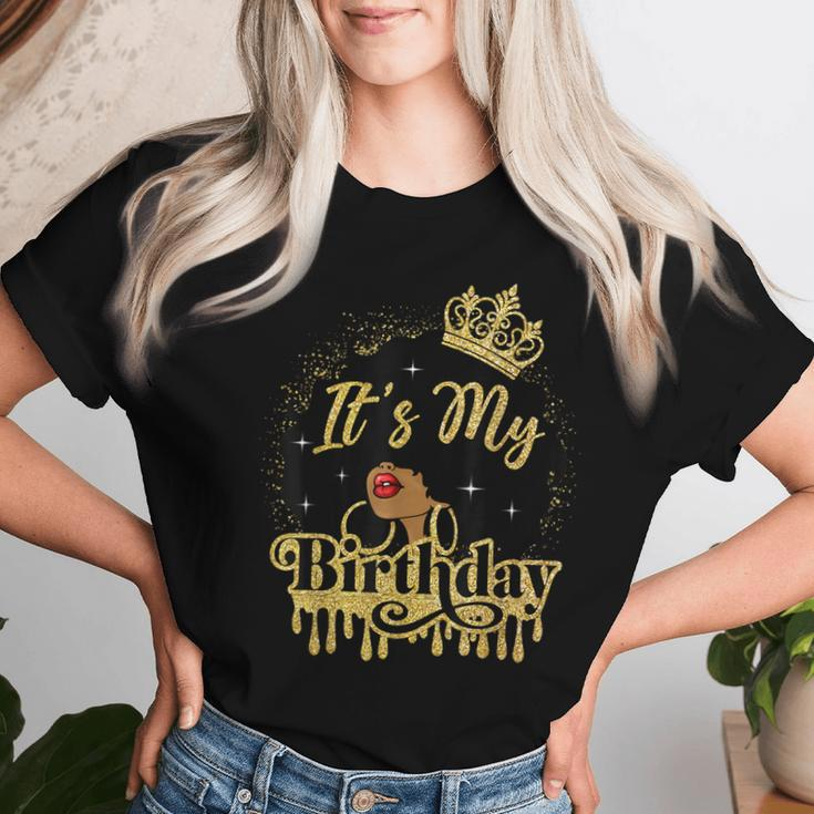 It's My Birthday Black Queen African American Afro Woman Women T-shirt Gifts for Her
