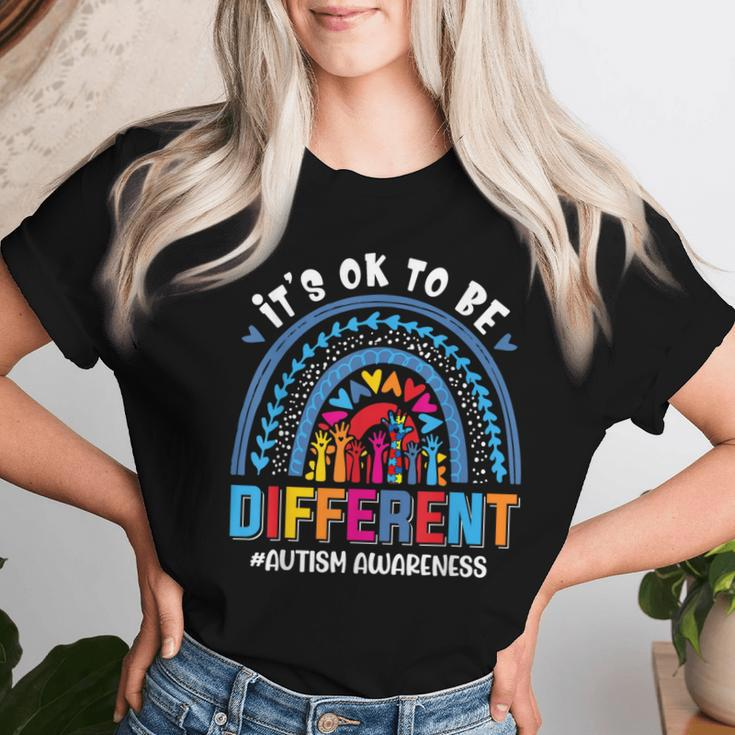 It's Ok To Be Different Autism Awareness Leopard Rainbow Kid Women T-shirt Gifts for Her