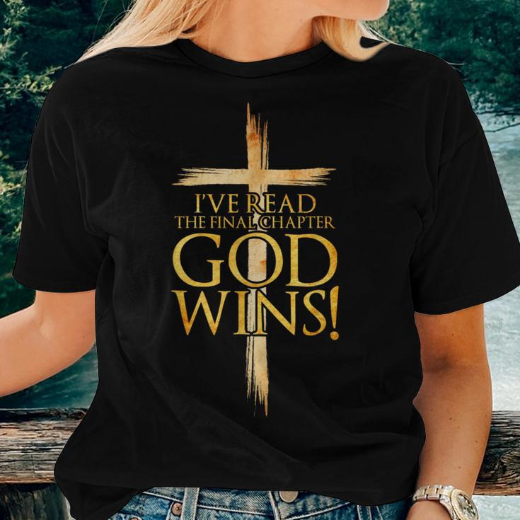 I've Read The Final Chapter God Wins Christian Faith Cross Women T-shirt Gifts for Her